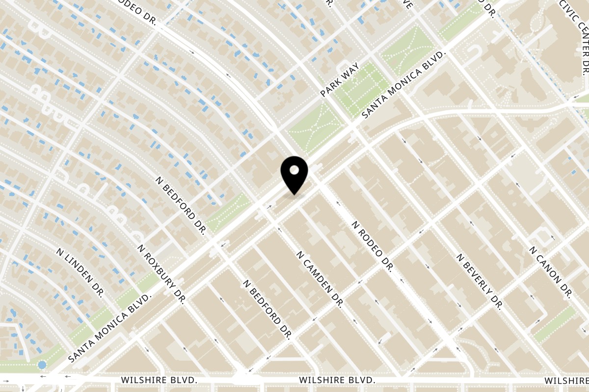 Map showing the location of Joe's pizza Beverly Hills on 9527 S Santa Monica Blvd in Beverly Hills